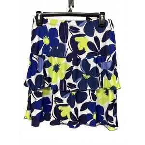 NEW FASHQUE women's 3 tier ruffle skort in blue/lime floral